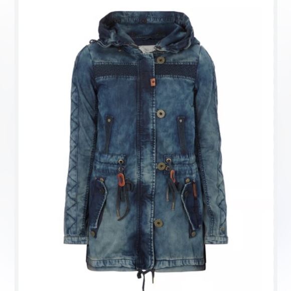 [S] Khujo Bleached parka with Hoodie in Tie Dye denim blue - Picture 4 of 15